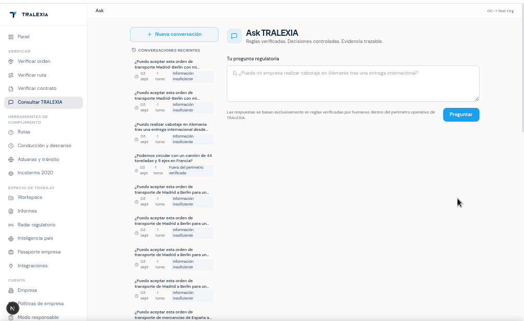Interfaz de consulta en lenguaje natural de TRALEXIA